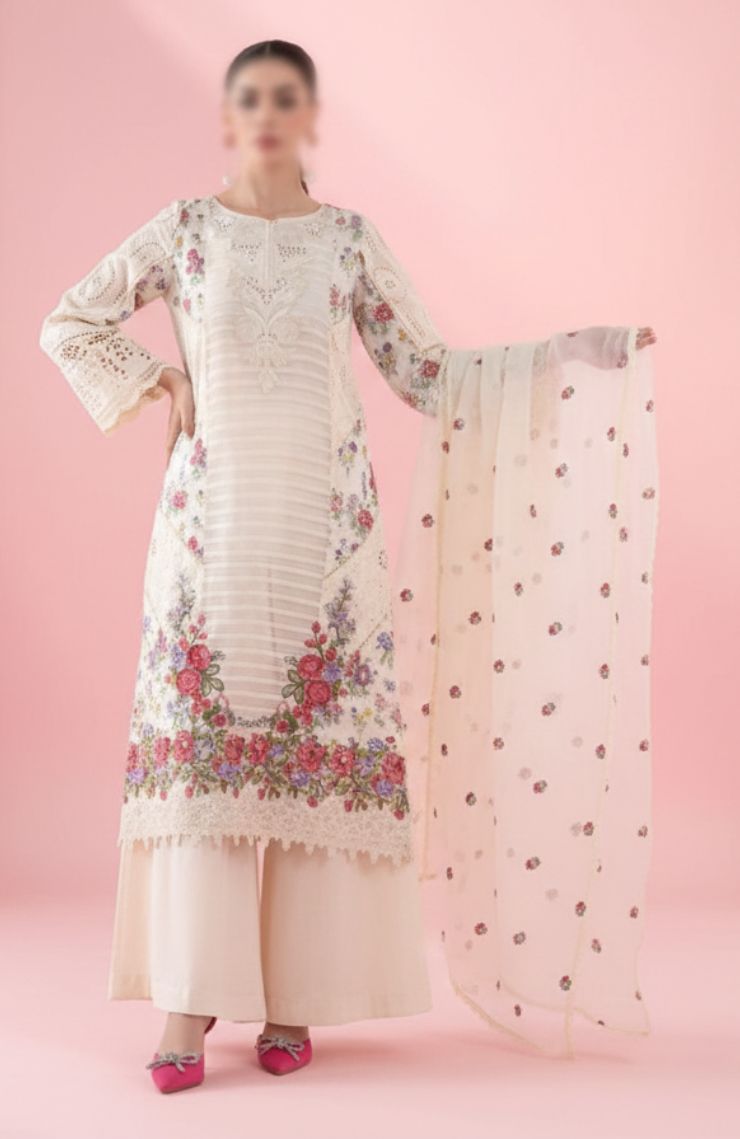 Printed and Embroidered Cotton Three-Piece Suits