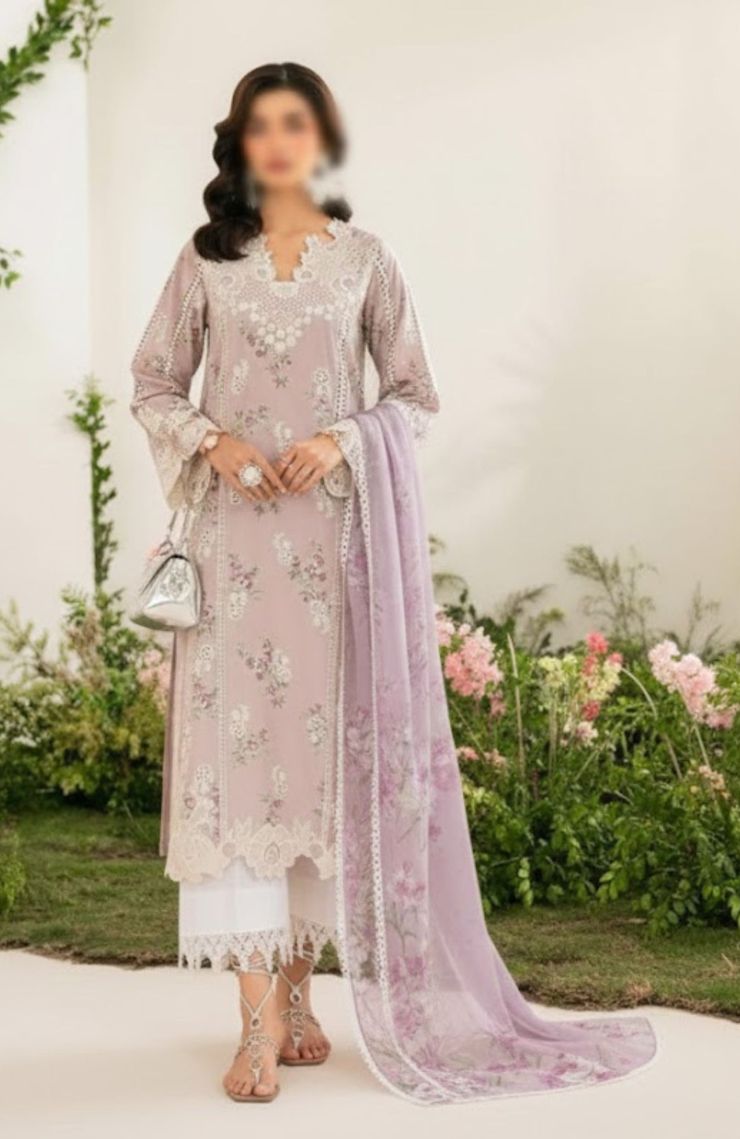 Printed and Embroidered Cotton Three-Piece Suits