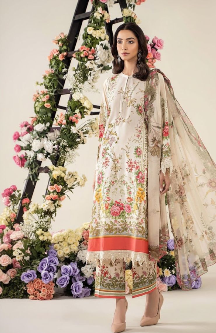 Printed and Embroidered Cotton Three-Piece Suits