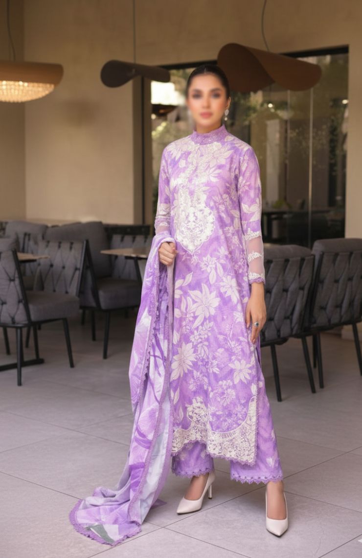 Printed and Embroidered Cotton Three-Piece Suits