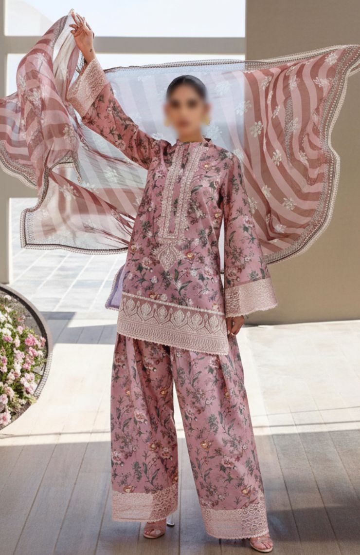 Printed and Embroidered Cotton Three-Piece Suits