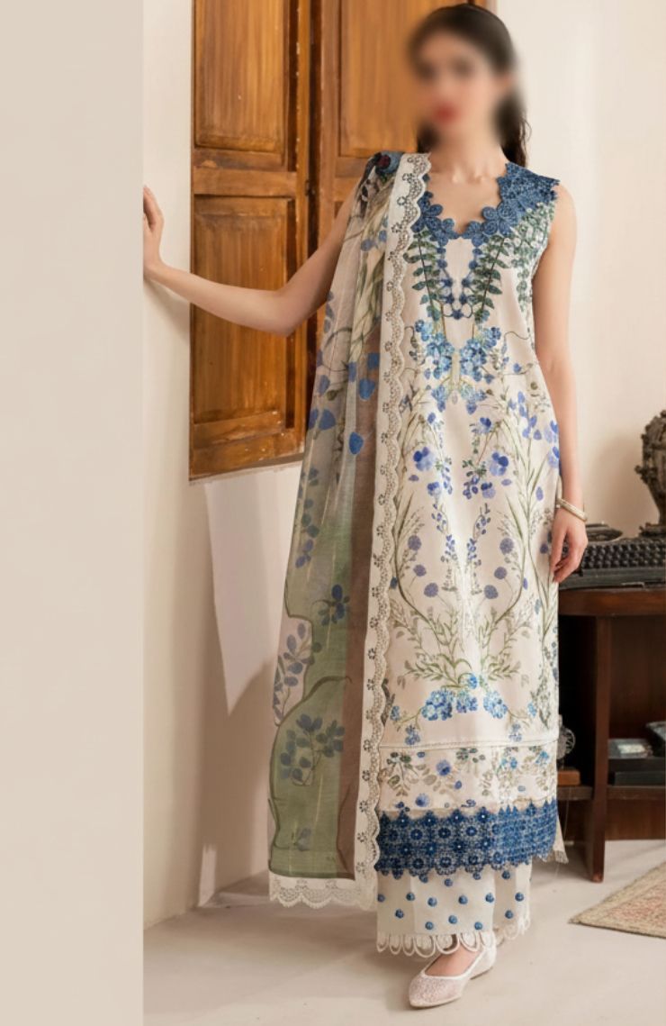 Printed and Embroidered Cotton Three-Piece Suits
