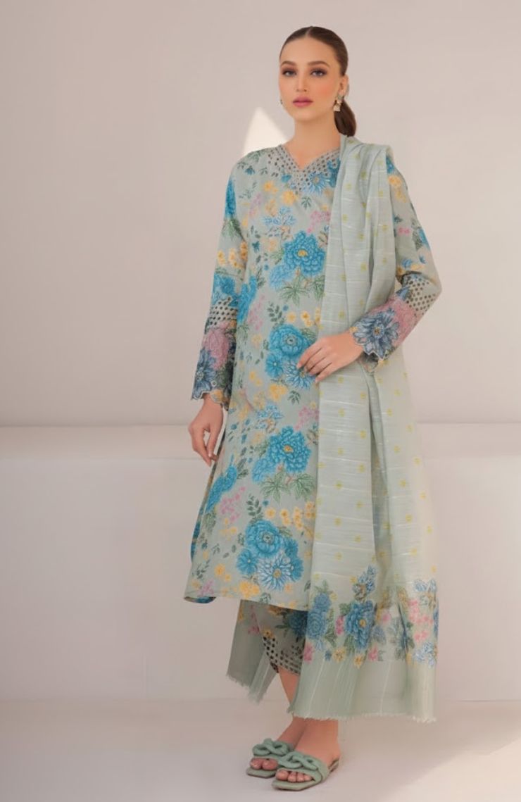 Printed and Embroidered Cotton Three-Piece Suits