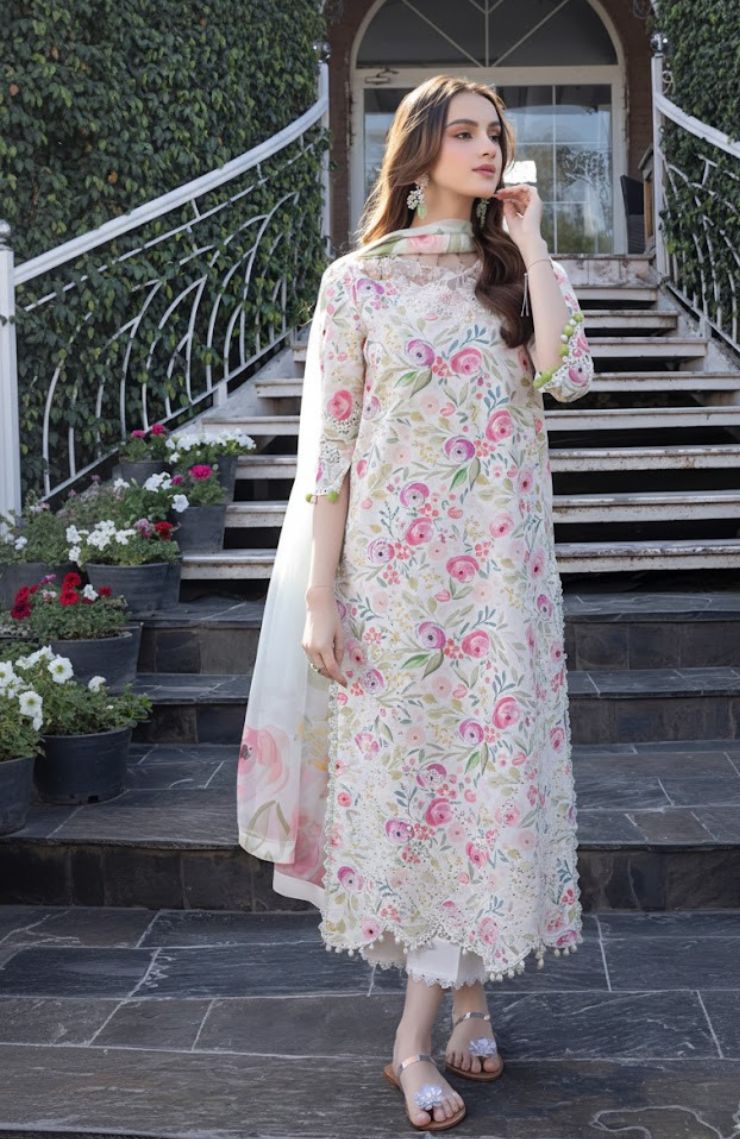 Printed and Embroidered Cotton Three-Piece Suits